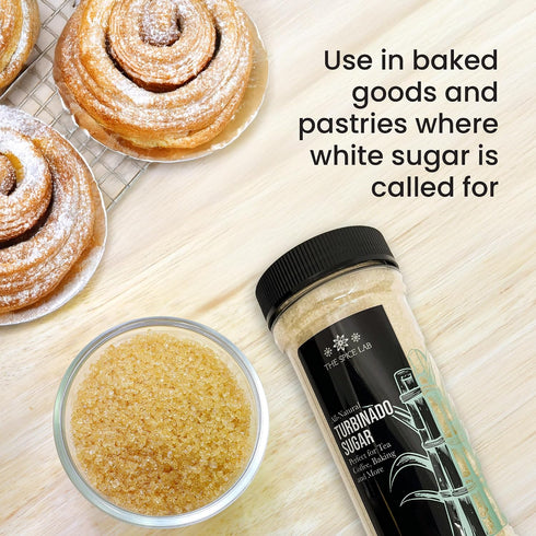 (12.3 Oz) The Spice Lab Turbinado Sugar - Natural Raw Cane Sugar For Baking, Cocktails & Coffee Granulated Cane Sugar