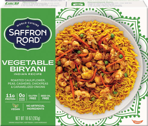 Saffron Road Frozen Vegetable Biryani Seed Oil Free, No Artificial Ingredients, Gluten-Free,