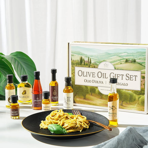 Set 8 Kiri & Sons Olive Oil Gourmet Sampler Gift of - Premium Extra-Virgin Olive Oil Made In Spain, Natural Flavors