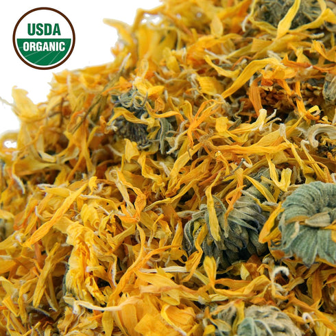 1LB (16Oz) 100% 1 lbs. Calendula Tea CERTIFIED Organic Whole Flower Herbal Tea (Calendula Officinalis), Caffeine Free