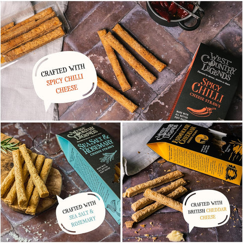 West Country Legends Pack 300g Pack Pack 1 Cheese Straws Variety Includes Cheddar Cheese, Spicy Chilli, Sea Salt