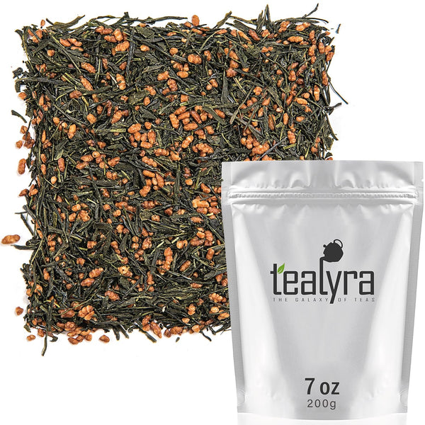 Tealyra Gen Mai Cha Supreme, Japanese Loose Leaf Tea, Genmaicha Green Tea with Brown Roasted Rice, 200g