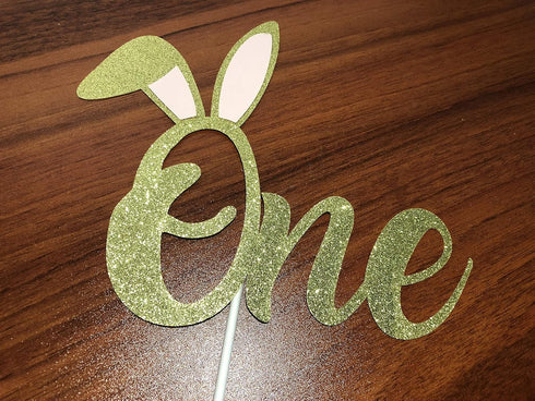 Gold Glitter Some Bunny One Birthday Cake Topper, Bunny 1st Birthday Cake Decorations for Easter