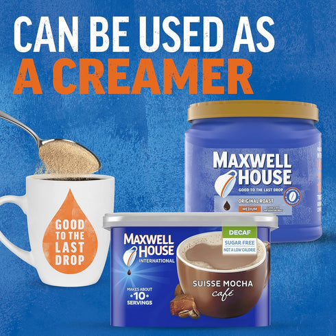 (4 Pack, 4 oz Maxwell House International Suisse Mocha Caf-Style Decaf Sugar Free Instant Coffee Beverage Mix ct