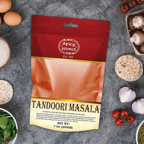 Spicy World Tandoori Masala Spice Mix, 7 Oz - Premium Quality Marinade & Grill Spice Blend