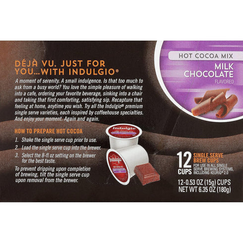 Trilliant Fg013073 Indulgio Milk Chocolate Hot Cocoa Single Serve Brew Cup