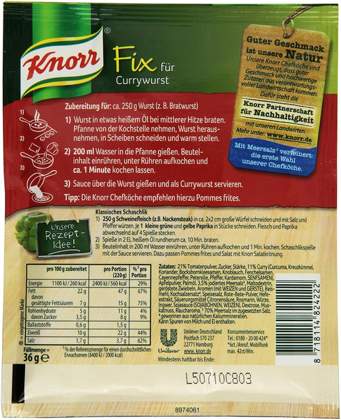 1.2 oz (36 Knorr Fix Currywurst Sauce Mix, from Germany, g)