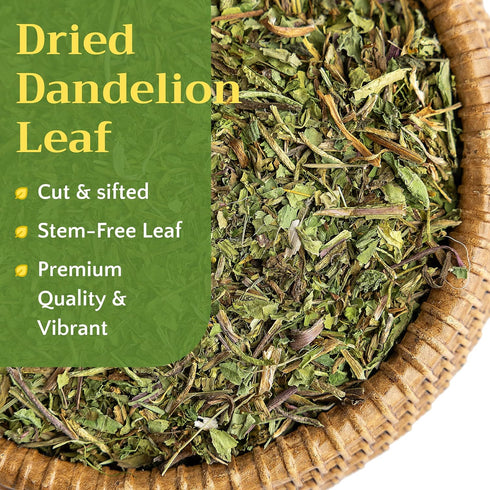 8oz Natural Dandelion Leaf Herb Tea - Cut and Sifted Dried Leaves - Loose Herbal Bulk