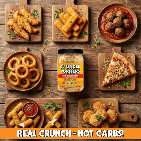 12 oz Ol' Uncle Porkers Original Pork Rind Crumbs, Keto Breadcrumbs, Zero Net Carbs, High Protein, Sugar-Free
