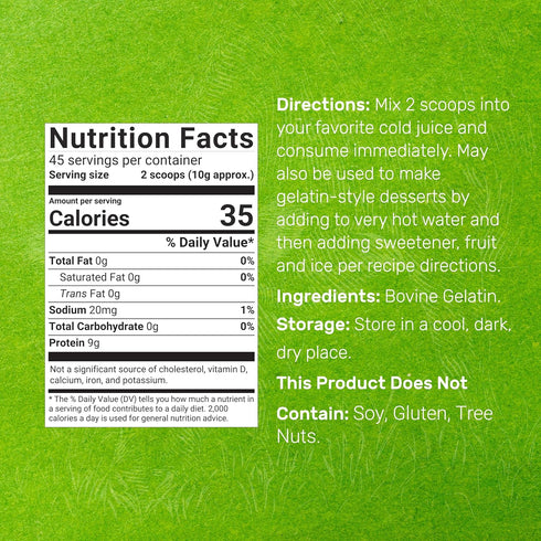 DEAL SUPPLEMENT 1lb Unflavored Beef Gelatin Powder, Grass Fed & Pasture Raised Bovine Natural Thickener & Stabilizer