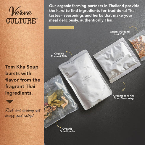 Set |Pack 3 Verve CULTURE Thai for Two Cooking Kit | USDA-Organic Tom Kha Soup Cooking Kit | Authentic Thai Cuisine |