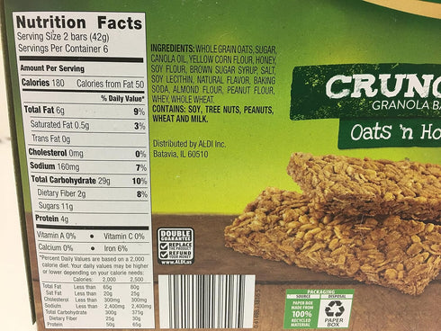 MILLVILLE Pack 24 Count Oats and Honey Granola Bars Crunchy - of Two