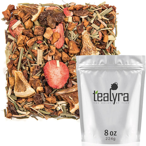 Tealyra Lovely Lemongrass Strawberry Orange Fruity Herbal Loose Leaf Tea, 222g (8-ounce), Hot and Iced Drink