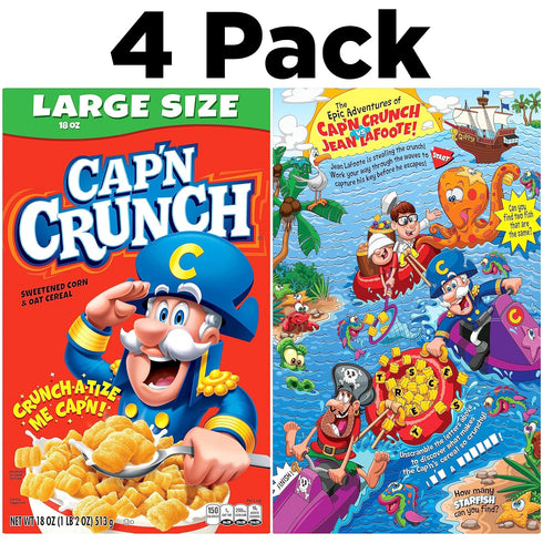 18 oz (4 Pack) Cap'n Crunch Cereal, Original, Large Size Boxes
