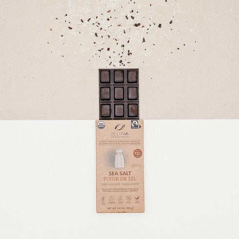3 Pack 72% 3.52oz Jelina Chocolatier | Dark Chocolate Bar with Sea Salt | Organic Cocoa, Fair Trade Chocolate |