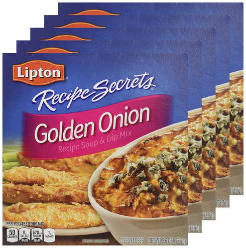 Lipton GOLDEN ONION Recipe Soup & Dip Mix 2.6oz (5 Boxes)