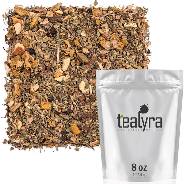 Tealyra Holistic Health Tea, Turmeric Healthy Tonic with Ginger, Fennel, Cinnamon, Caffeine-Free, 224g (8-ounce)