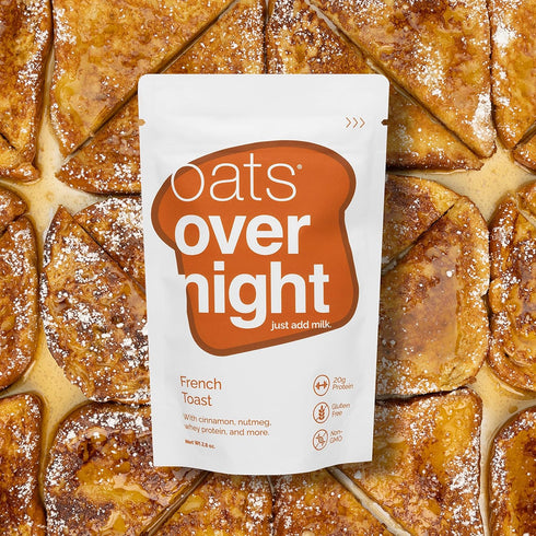 20g (2.7 oz (8 Pack Oats Overnight French Toast - Overnight Oats with Whey Protein, High Fiber Breakfast Protein Shake