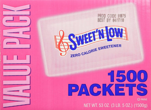 1500 Packets Sweet and Low Zero Calorie Sweetener Individual Serving