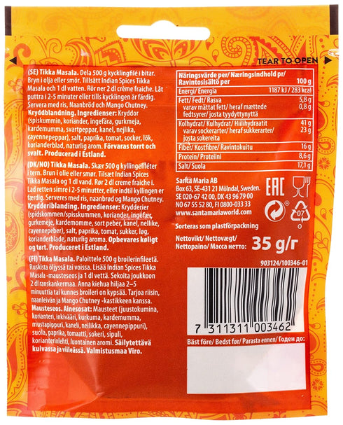 Santa Maria 1.23 Oz Tikka Masala Seasoning Spice Mix for Indian Kitchen - Indian Seasoning for Chicken Tikka Masala