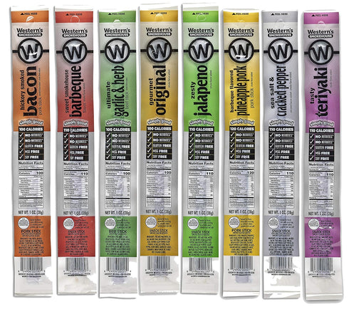 Western's Smokehouse Meat Sticks Sampler Pack of 8 Jerky Sticks 8 Flavors