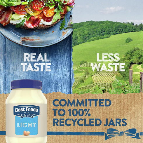 100% 30 oz (Pack 2) Best Foods Mayonnaise Light Mayo For A Creamy Sandwich Spread or Condiment Made With Cage-Free Eggs