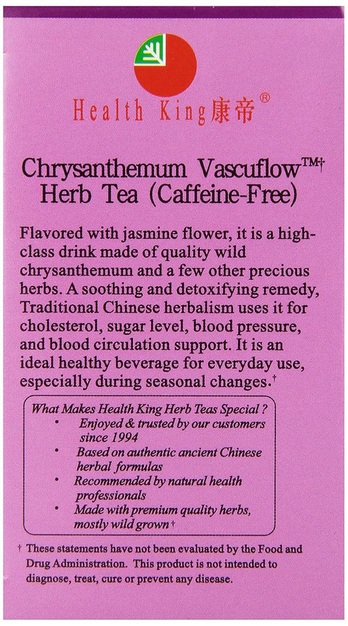 Health King Chrysanthemum Vascuflow Herb Tea, 20 Count Box