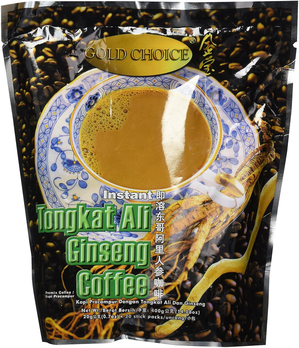 Gold Choice Instant Tongkat Ali Ginseng Coffee, 0.63 Ounce (Pack of 18)