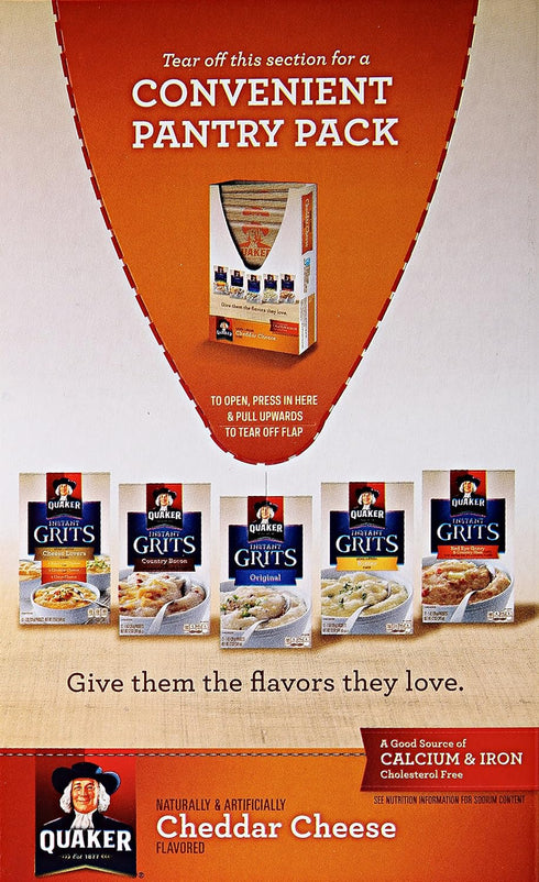 12 Quaker Instant Grits Cheddar Cheese, ct