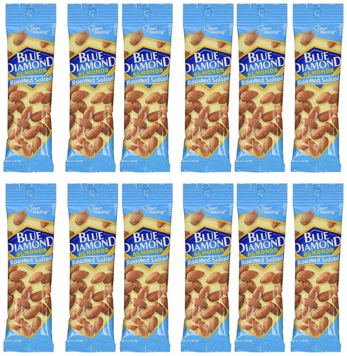 Blue Diamond Almonds, 1.5oz tubes, Roasted Salted, 12 ea