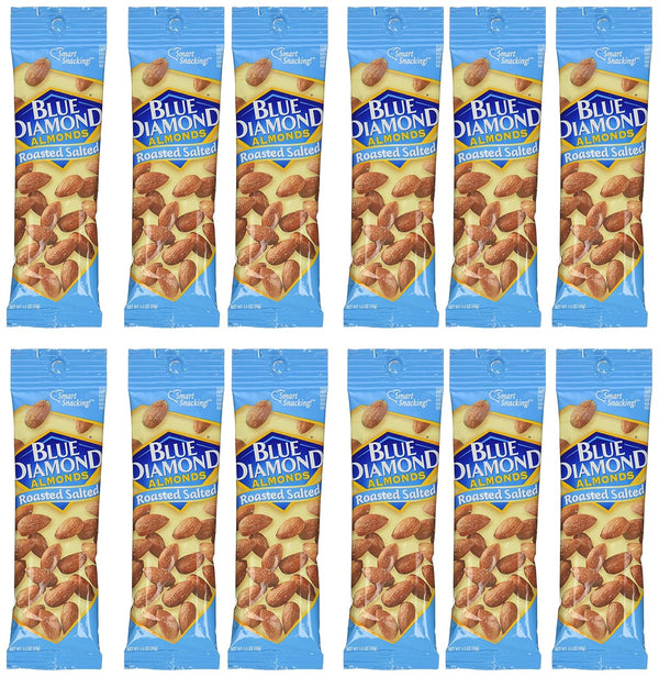 Blue Diamond Almonds, 1.5oz tubes, Roasted Salted, 12 ea