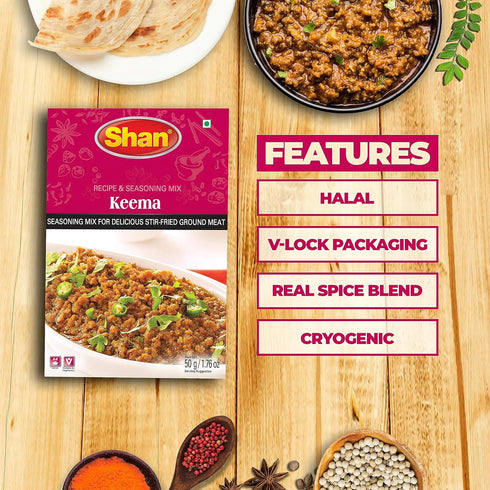 Shan - Keema Masala Seasoning Mix (50g), Spice Packets for Delicious Stir-Fried Ground Meat (Pack of 2)