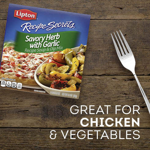 2.4 (Pack 12) SOUP SECRETS Lipton Recipe Soup and Dip Mix For a Delicious Meal Savory Herb with Garlic Great With Your