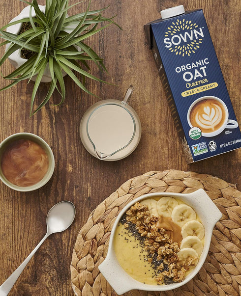 32oz (Pack 6) SOWN Organic Oat Creamer Sweet & Creamy - Barista Oat Milk Non Dairy Coffee Creamer - Plant Based
