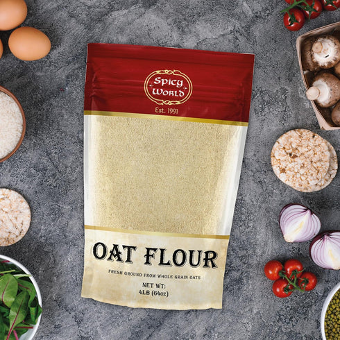 Spicy World 4 (64oz) Oat Flour Whole Grain Pound Bag - Pure, USA Grown, For Baking & More, Non-GMO, Great Wheat