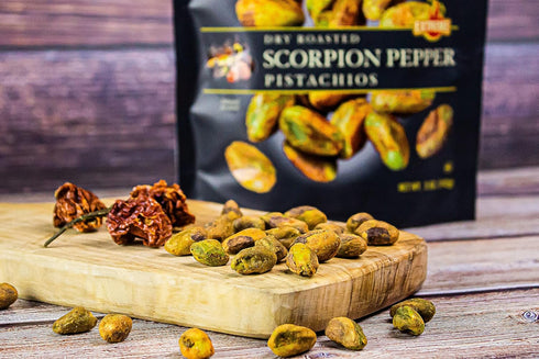Setton 5 Oz Farms Pistachios, Scorpion Pepper Extreme Flavor, Naturally Seasoned, Dry Roasted No Shell, Non-GMO Project