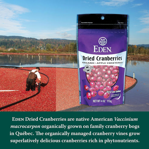 4 oz Eden Organic Dried Cranberries, Sweetened with Apple Juice