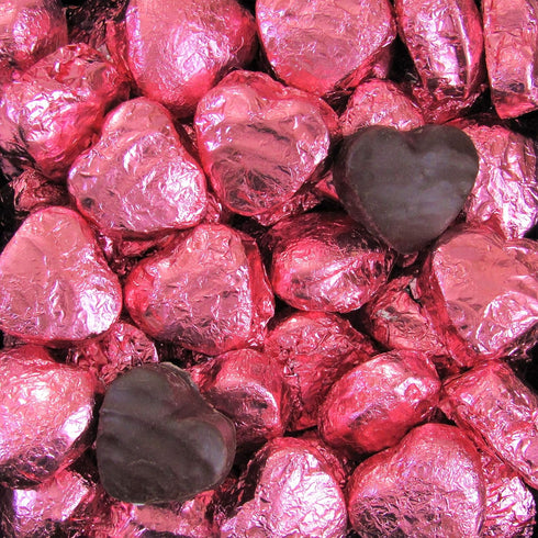 Valentines Chocolate Raspberry Cremes Hearts Pokodots Gift Box by It's Delish Valentines Day Gift - Pink Foil Wrapped
