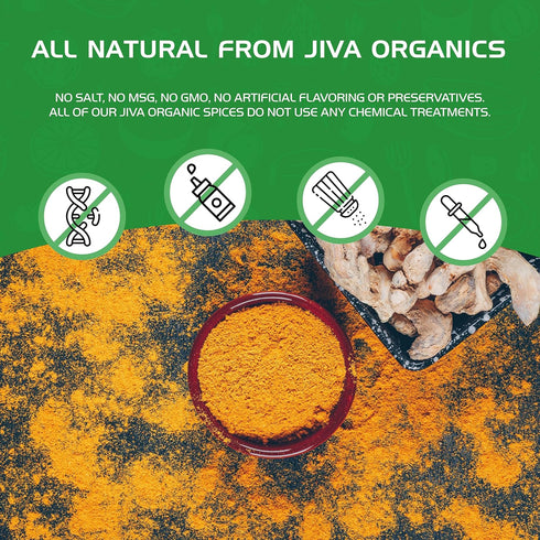 1 100% Organic Turmeric Powder Pound Jar by Jiva Organics - Raw with Curcumin - Lab Tested & Reports Available - Raw