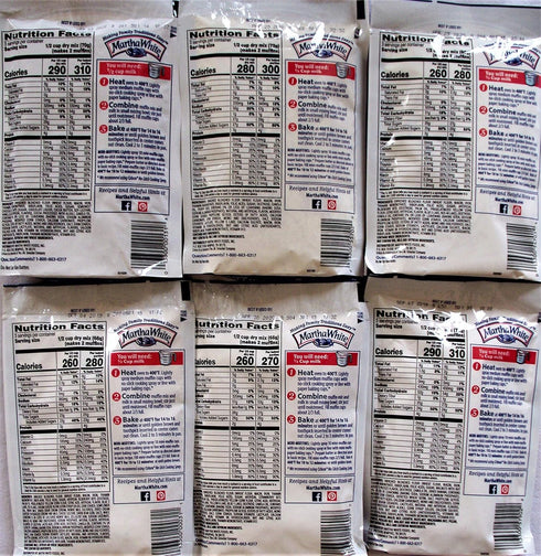 Martha White Muffin Mix Sampler Package with Favorite Banana Nut - 6 Pack of Various Flavors