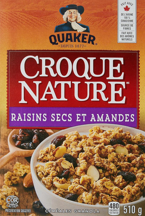 Harvest Crunch 510g/17.8 oz. Quaker Raisin Almond, Box(Imported from Canada)