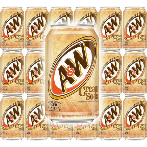 A&W Cream Soda , Made With Aged Vanilla, 12 Fl Oz Can, (Pack of 18,