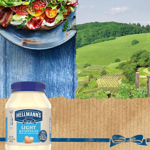 3 Count 60% 30 oz Hellmann's Light Mayonnaise Light Mayo For a Creamy Condiment for Sandwiches and Simple Meals Less