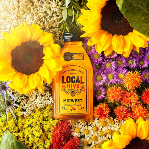 16 oz 100% Local Hive Midwest Raw & Unfiltered | Pure U.S. Honey | Natural Sweetener Sourced from American Bees