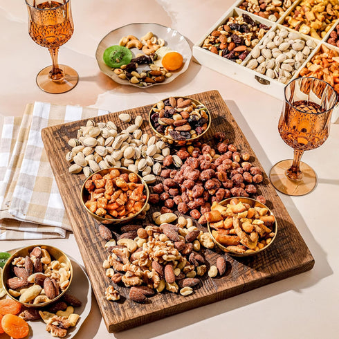 Nut Gift Basket, in Reusable Wooden Crate, Healthy Gift Option, Gourmet Snack Food Box, with Unique Flavors, Great