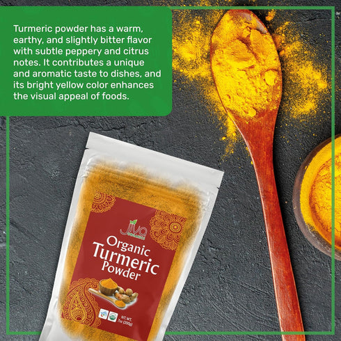Jiva Organic Turmeric Powder, 7 oz, 100% Raw, Packaged in Resealable Bag, Turmeric Curcumin from India
