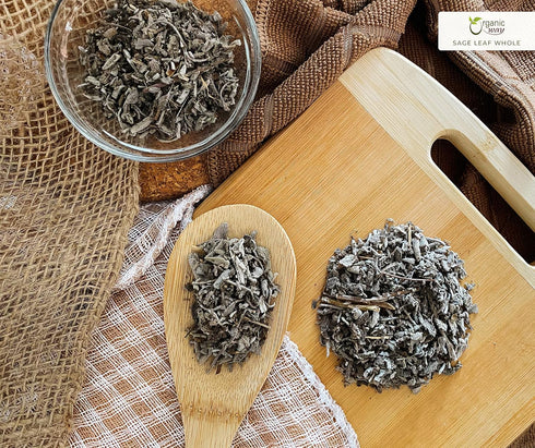 Organic Way Dried Sage Leaf Whole (Salvia officinalis) - Organic & Kosher Certified, 4 Oz from Albania