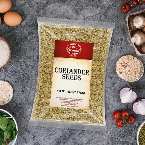 Spicy World 5 Coriander Seeds Pounds Bulk - Pure Indian Spice