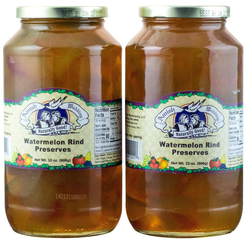Amish Wedding Watermelon Rind Preserves, 32 oz. Quart Jars (2 Jars)