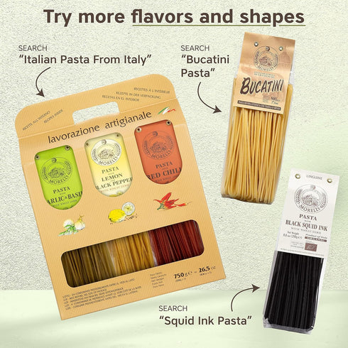 17.6 oz (500 Pack 1 Morelli Bucatini Pasta Noodles - Premium Organic Italian Pasta from Italy - Handcrafted, Family